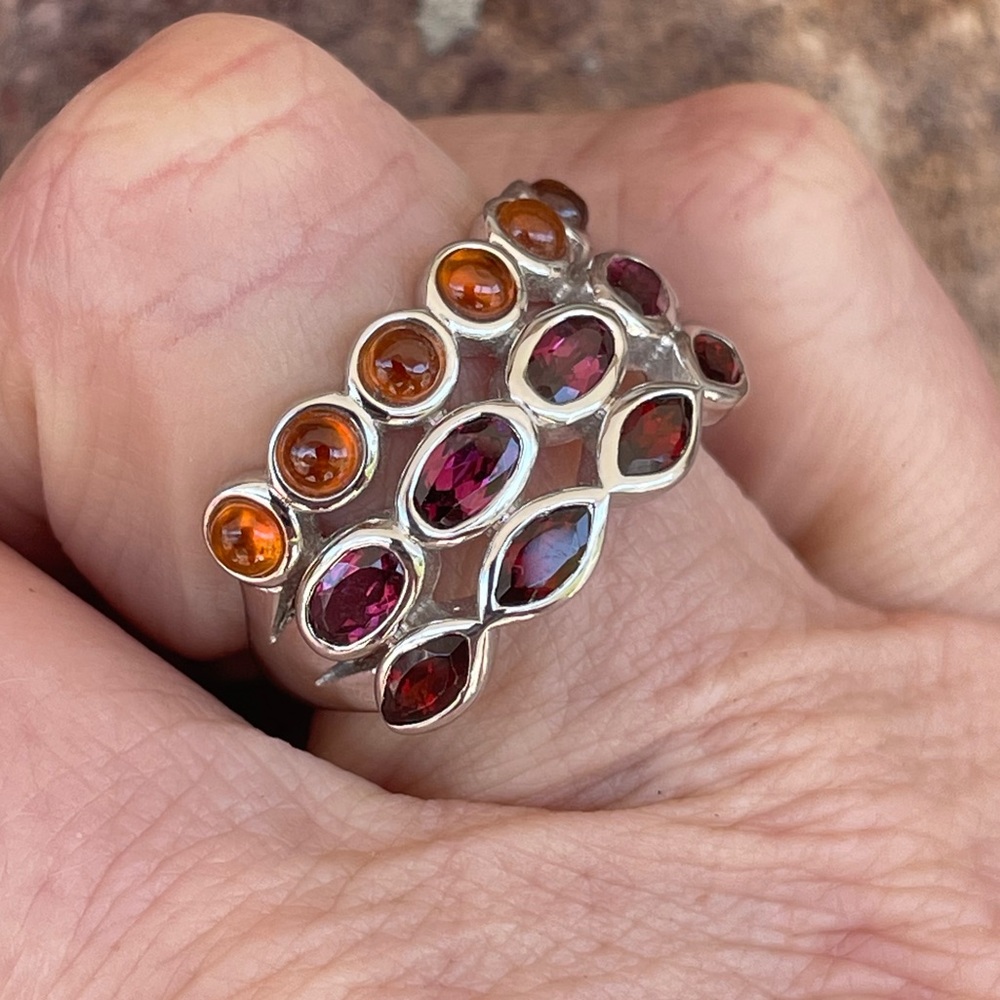 JOYA by Judy Crowell  Multi 3 Row Wide Band Ring